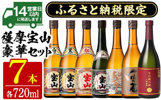 No.489 ふるさと納税限定！人気の焼酎！薩摩宝山豪華セット(7銘柄×各720ml 計7本) 焼酎 酒 アルコール 芋焼酎 麦焼酎 ギフト セット 飲み比べ 常温 常温保存【西酒造】【489】【803】