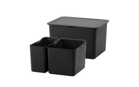 フタ付きストックケース 米びつ(インナーセット)  LBK-50 ブラック (3色からお好きなカラーが選べる) 葛城市 ライクイット like-it【like104-3】