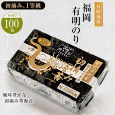 有明海苔 風味豊かな初摘み華海苔「焼き海苔 半切り100枚」