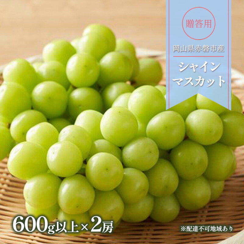 【ふるさと納税】ぶどう 2026年 先行予約 贈答用 シャインマスカット 600g以上×2房 ブドウ 葡萄 岡山県 赤磐市産 フルーツ 果物 ギフト 　お届け：2026年10月中旬～2026年10月下旬