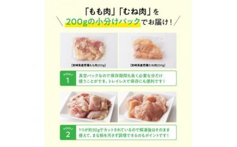 【定期便】宮崎県産 若鶏 もも肉＆むね肉 セット 3.2kg 3ヶ月定期便　国産鶏肉九州産鶏肉宮崎県産鶏肉若鶏鶏もも肉鶏むね肉小分け鶏肉カット済み鶏肉定期便鶏肉送料無料鶏肉 [F0812t3]