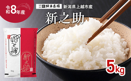 先行予約 令和8年産 新潟県 上越市産 新之助 窒素封入 5kg 上越市 坪井農場 精米