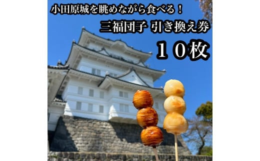 小田原城を眺めながら食べるお団子 三福団子引換券 10本分 くるみ味噌 みたらし団子【 引換券 神奈川県 小田原市 】 142069_DQA014