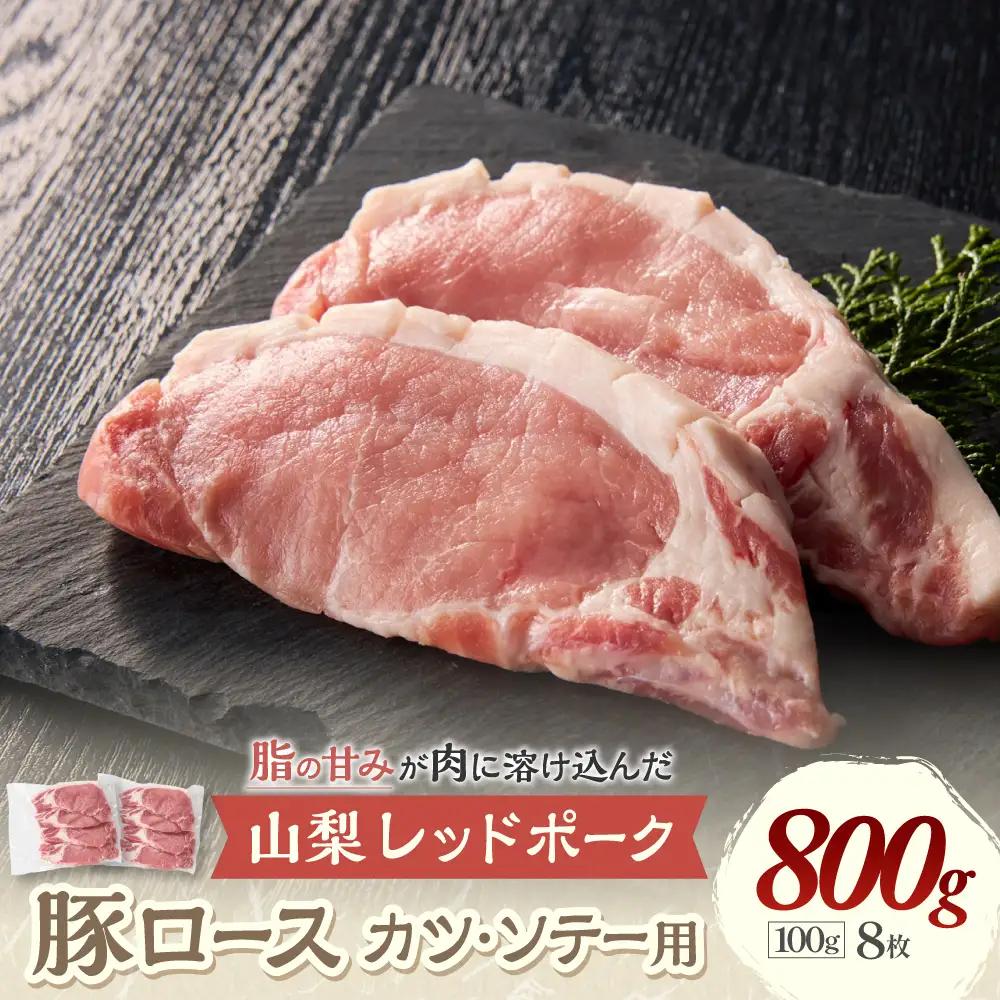 【山梨レッドポーク】カツ・ソテー用 100g×8枚 計800g 豚肉 肉 豚ロース 厚切り 厚切 トンカツ とんかつ ポークソテー ロース切身 国産 冷凍 山梨県 甲斐市 Y-13