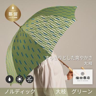 ふるさと納税 都留市 婦人長傘　ノルディック 大枝(グリーン)槙田商店の傘職人が作る北欧テイストの日本製晴雨兼用傘