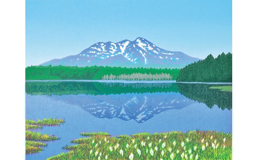 「静春」 クリーム額  【埼玉県 東松山市 版画 額付 小川手漉和紙 日本版画会 小暮真望 芸術 美術 風景 自然 送料無料 バージョン 美しい ギャラリー アーティスト アート ART 芸術 デザイ