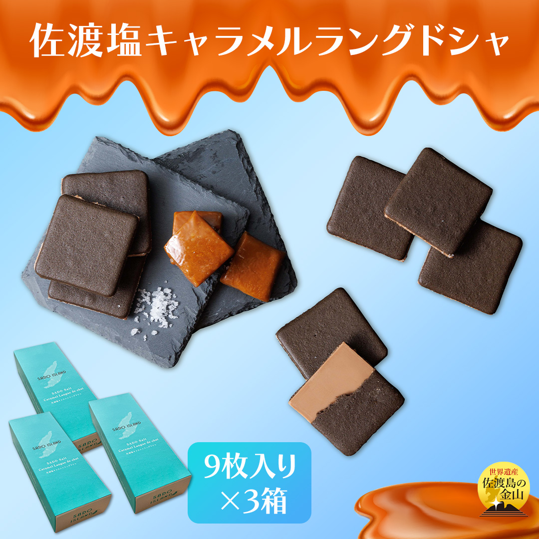 佐渡塩キャラメルラングドシャ 佐渡のめぐみ?深海塩使用? 9枚入り×3箱196038-0044