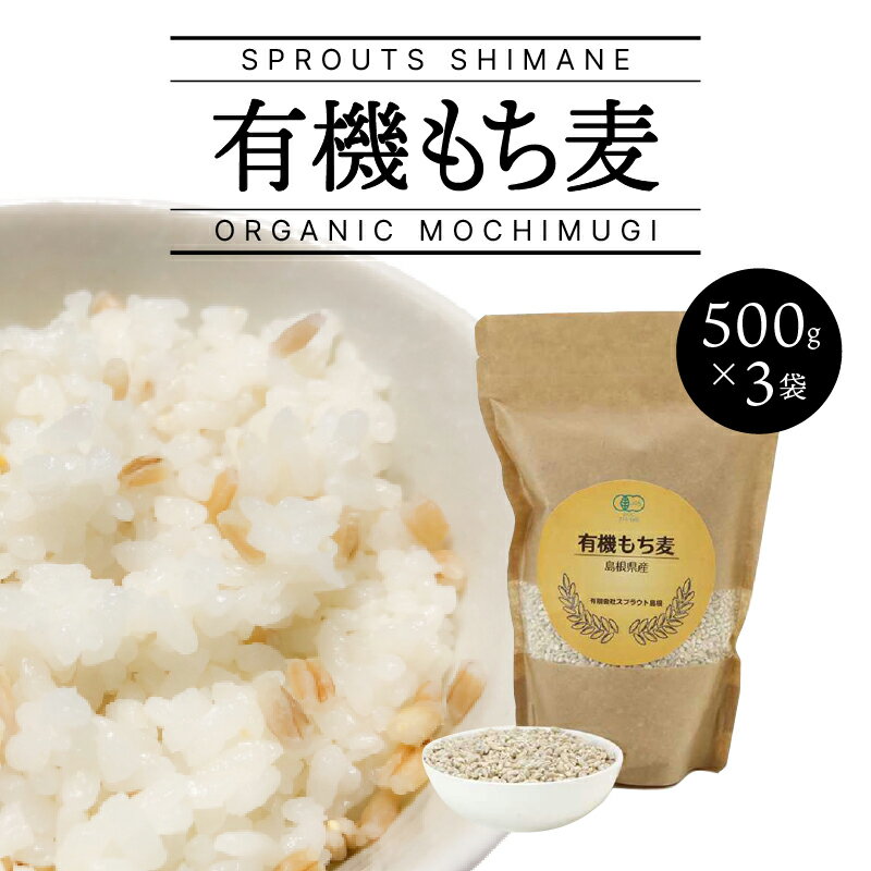 【ふるさと納税】有機もち麦 500g×3袋（計1500g）【SS-4】｜送料無料 無農薬 もち麦 麦 雑穀 穀類 お米 ご飯 サラダ スープ ヘルシー カロリー 腸活 食物繊維 健康 健康志向 ダイエット プチプチ 有機栽培 チャック付き 計1500g｜