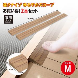 痛くないぞゆるやかスロープM　2本セット　ECIT02S2 ／ 段差 転びにくい スロープ 柔らかい 発泡材 衝撃をやわらげる ケガから守る 木目柄 廊下 フローリング 千葉県