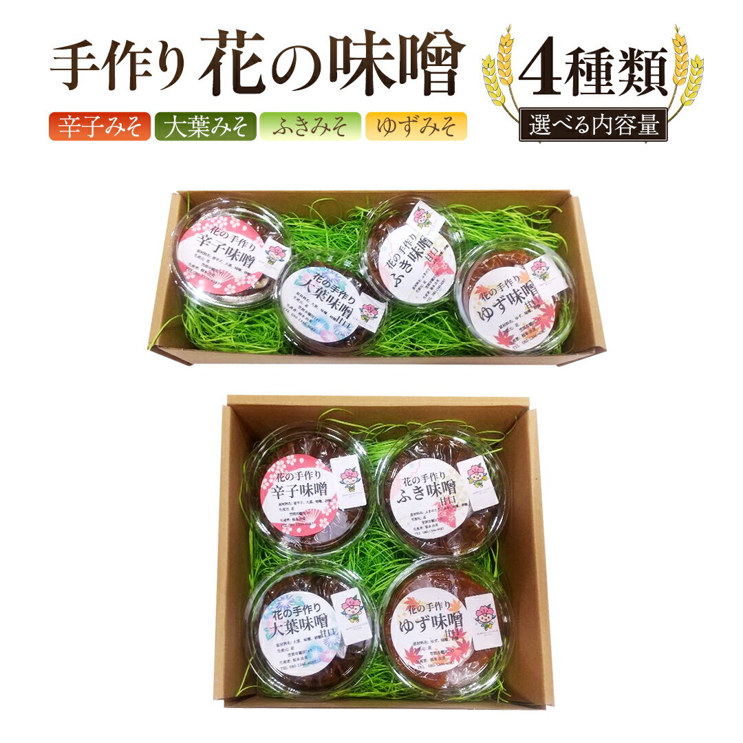 【ふるさと納税】 手作り 無添加 花 の 味噌 （ 100g ～ 200g × 4種 ） 国産 味噌 みそ 調味料 麹 こうじ 味噌汁 みそ汁 手作り 無添加 お歳暮 御歳暮 ギフト