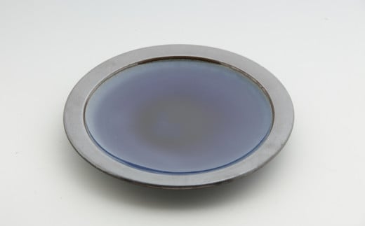 91 【出西窯】縁鉄砂呉須釉皿（ふちてっさごすゆうざら）