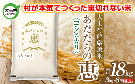 【定期便】大玉村産厳選米「あだたらの恵」　（品種：コシヒカリ）18kg（3kg×6回） | on-ak-3kg-t6-r7