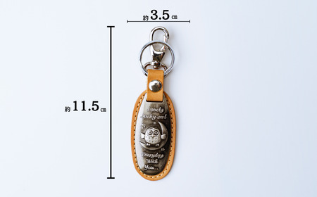 栃木レザー ふくろうキーホルダー＜ゴールド＞｜キーホルダー 革小物 革製品 栃木レザー 革 職人  埼玉県 草加市