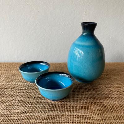 ふるさと納税 多治見市 【美濃焼】青輝貫入 徳利 盃2個 セット