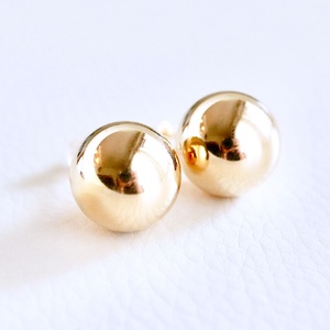 K18(18金) イエローゴールド ボール ピアス 地金 中空 (直径14mm) 保証書付 KO-0064 242-024