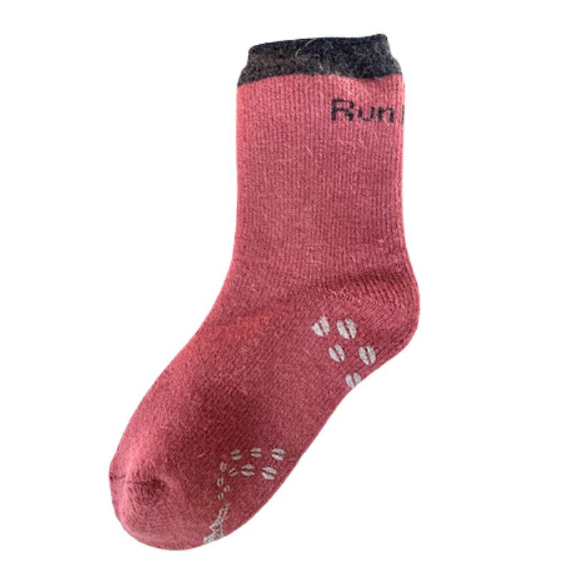 RunNext アンゴラ入り あったか ソックス ガーネット ／ RunNext 防寒 保温 ウォーキング スキー ツーリング 靴下 あったかソックス 滑り止め 冬 あったかい 暖かい ふかふか 起毛