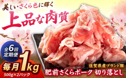 【全6回定期便】肥前さくらポーク 切り落とし 500g × 2パック 計 1kg 切り落とし 豚 豚肉 吉野ヶ里町/上場食肉 [FDQ017]