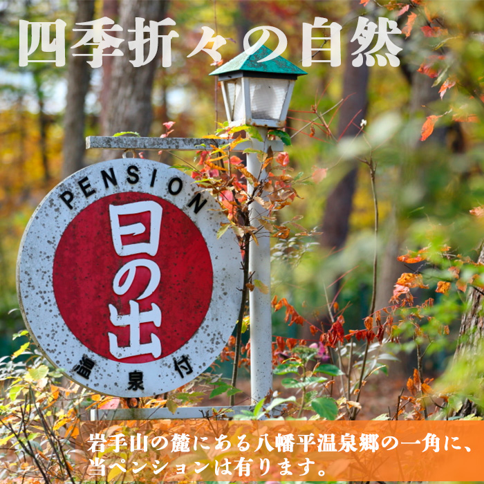 源泉かけ流し温泉宿 【 平日限定 】 素泊り 1泊2日  1名様 ／ 八幡平温泉郷 ペンション日の出 宿泊券