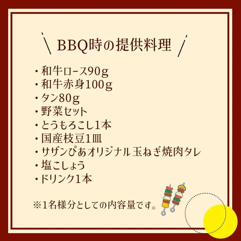 サザンぴあ屋上テラスBBQプラン（B-1）特2名様分チケット【015C-001】