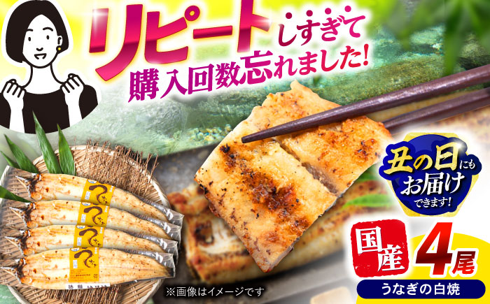 【最速発送】＜諫早淡水＞うなぎ白焼き4尾 / うなぎ ウナギ 鰻 白焼き 白焼 しらやき 冷凍 国産 小分け / 諫早市 / 活うなぎ問屋 諫早淡水 [AHAT012] スピード 最短 最速 発送