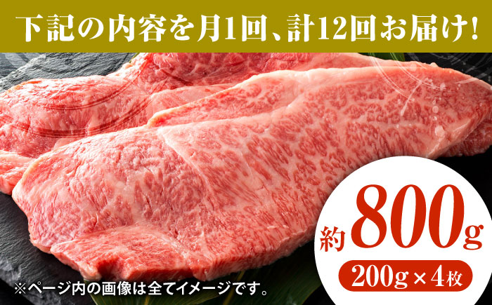 【12回定期便】黒毛和牛サーロイン ステーキ用 約800g（約200g×4枚）くまもと黒毛和牛【吉里精肉】 [ZEW071]