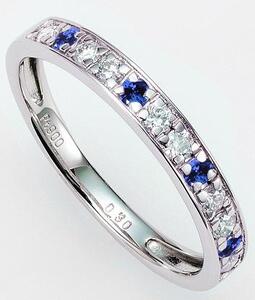 【京セラ】クレサンベール〈サファイア・天然ダイヤモンド〉ハーフエタニティリング｜京都 ジュエリー 人気ブランド ジュエリー