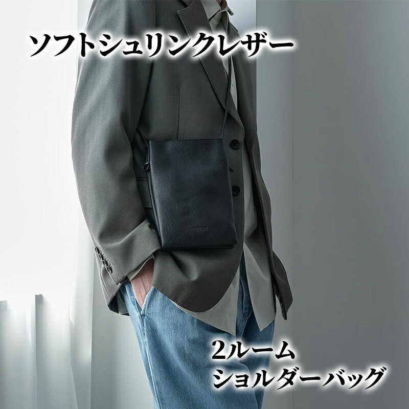 【ふるさと納税】ソフトシュリンクレザー 2ルームショルダーバッグ 鞄 かばん バッグ ショルダー 斜め掛け 手持ち カードポケット 牛革 レザー コンパクト 東京都 文京区