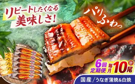 【6回定期便】【諫早淡水】うなぎ蒲焼6尾＆白焼き4尾セット / うなぎ 蒲焼 白焼き 詰め合わせ セット / 諫早市 / 諫早淡水株式会社 [AHAT040]