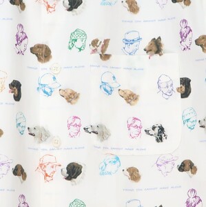 CLOFT 綿100％長袖オリジナルプリントシャツ”人と犬 の絆” L 0139-019-S07-2