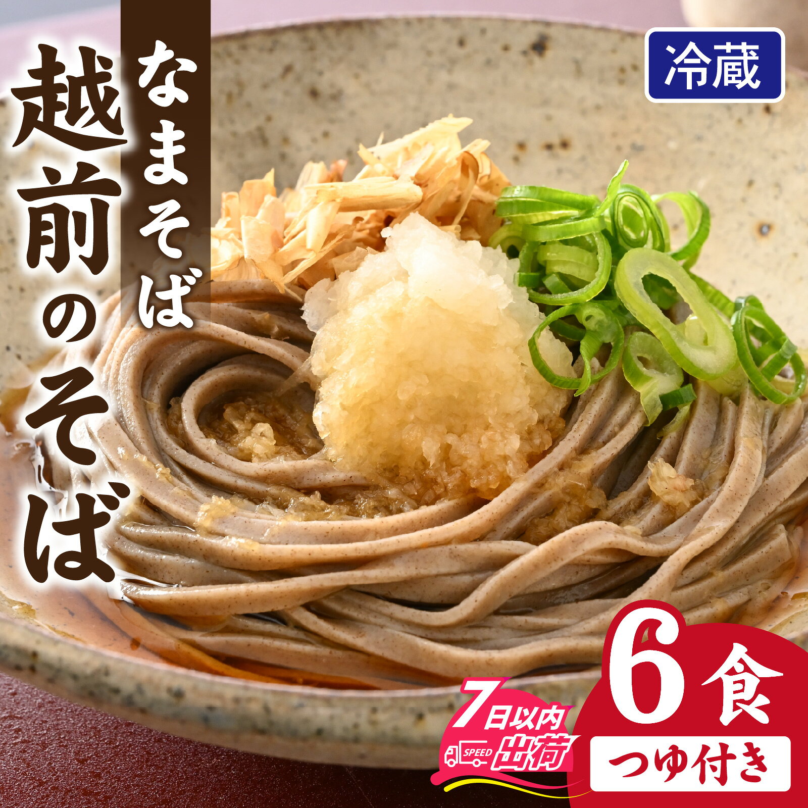 【ふるさと納税】越前のそば（なまそば）6食　そばつゆ付き / 越前そば そば 蕎麦 ソバ 冷蔵 送料無料 [A-146001]