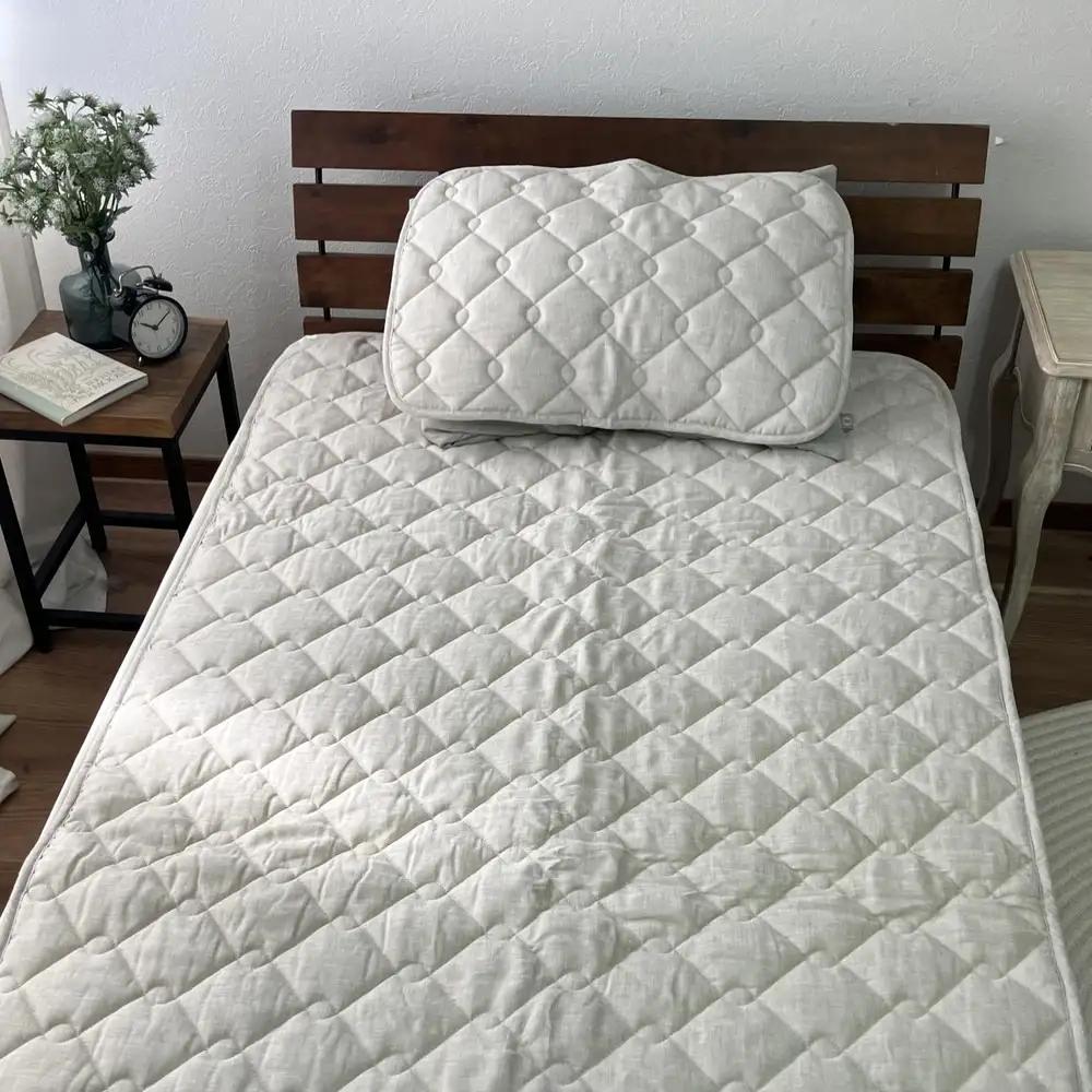 【訳あり 数量限定】フレンチリネン 敷パッド 1枚 【シングル】 100×205cm ベージュ SH-3712PS
