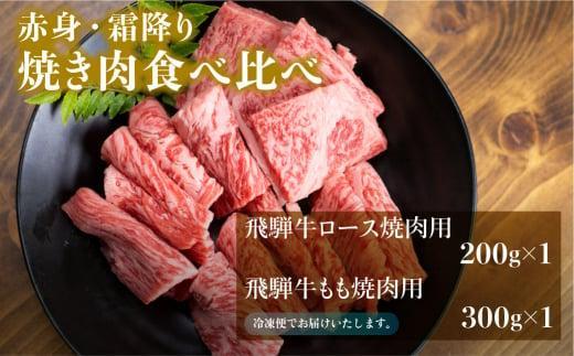 【3月発送】飛騨牛 焼肉 2種食べ比べ 500g（ロース200g もも300g）| 和牛 黒毛和牛 ブランド牛 牛肉 ロース もも 焼肉セット 肉 お肉 お取り寄せ 飛騨高山 山武商店 LZ003VC