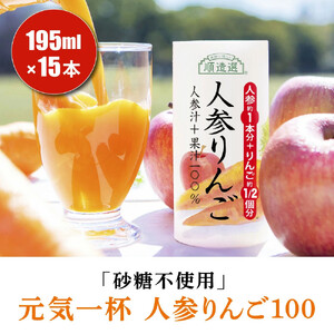 砂糖不使用 人参りんご 195g×15本 順造選｜にんじんジュース [0458]