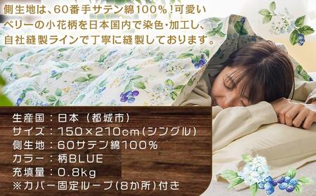 羽毛合掛ふとん フランス産グレーダック90%(柄BLUE)【S】≪みやこんじょ特急便≫_AI-E104-bl-Q_(都城市) 羽毛布団 寝具 抗菌防臭加工 ダウン SEKアレルGプラス加工 日本製 合