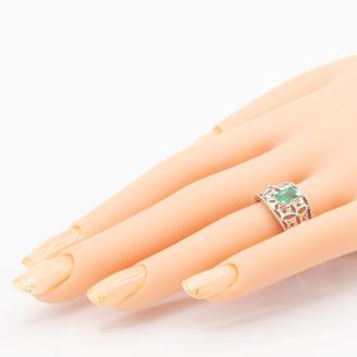 エメラルド リング 0.5ct Ag900(Pt100) （14440）
