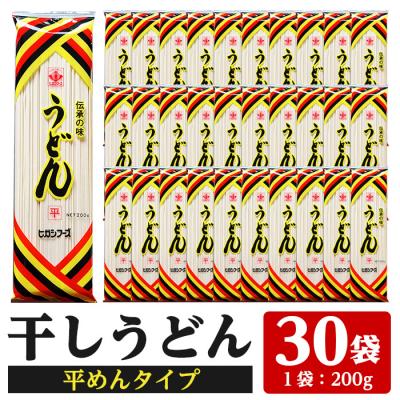 ふるさと納税 いちき串木野市 うどん麺平めんタイプ!&lt;200g×30袋・計約6kg&gt;乾麺 干しうどん