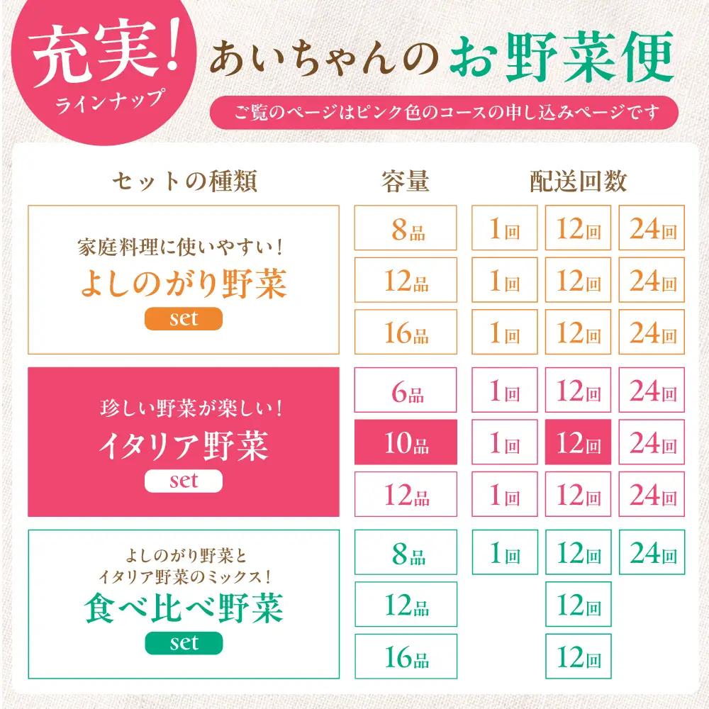 【10品×12回定期便】あいちゃん農園「イタリア野菜」セット（レギュラー）野菜 やさい[FAA018]