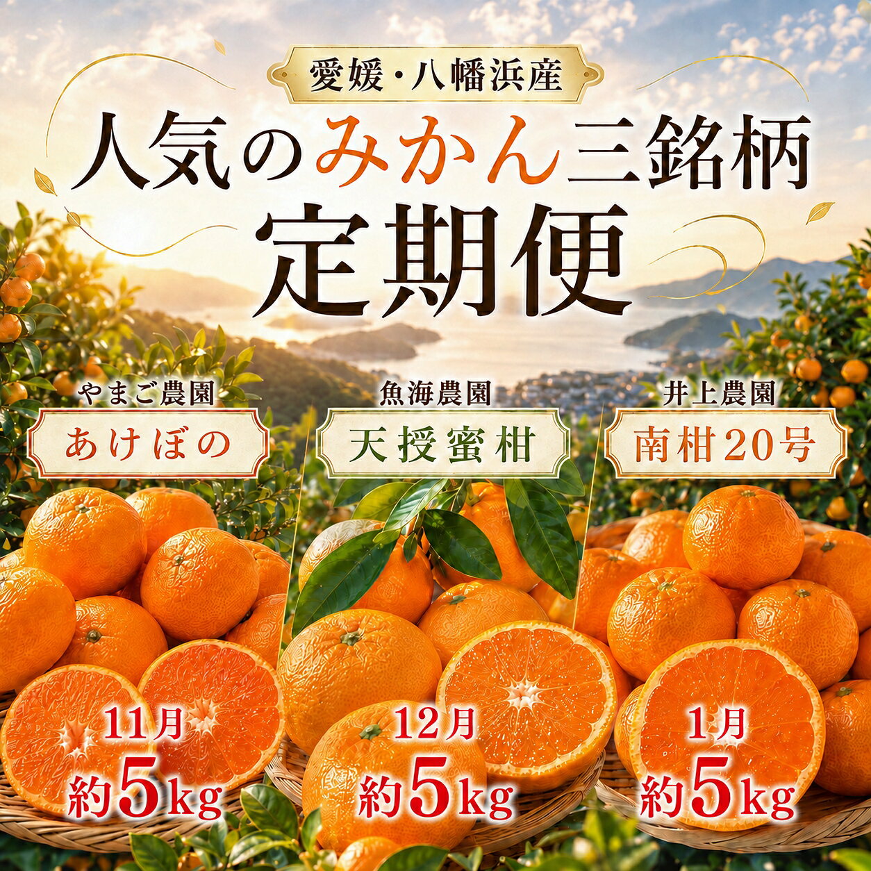 【ふるさと納税】【発送月固定定期便】甘いみかん!!三銘柄「あけぼの」「天授蜜柑」「南柑20号」【39-91】全3回 YWTF066