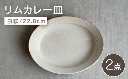 【瀬戸焼】リムカレー皿 2枚セット（白萩）【株式会社カネ三商店】 / 皿 食器 カレー皿 ギフト プレゼント / 瀬戸市[BBDD012]