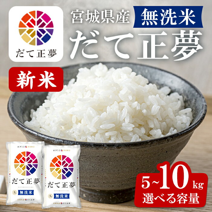 【ふるさと納税】＜先行予約！2025年11月から順次発送予定＞【令和7年産 新米】宮城県産 だて正夢 無洗米 5kg〜10kg 選べる容量 お米 おこめ 米 コメ 白米 ご飯 ごはん 伊達 だてまさゆめ おにぎり ブランド米 5kg 10kg【株式会社パールライス宮城】ta356・ta340・ta357