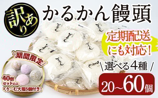 
＜個数・配送回数が選べる！＞【訳あり】鹿児島の郷土菓子かるかん饅頭(20～60個/定期便 全3回計120個) 鹿児島県産 和菓子 かるかん【津曲食品】
