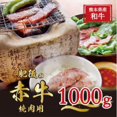 肥後の赤牛　焼肉用1000g(熊本県産和牛)【益城町】