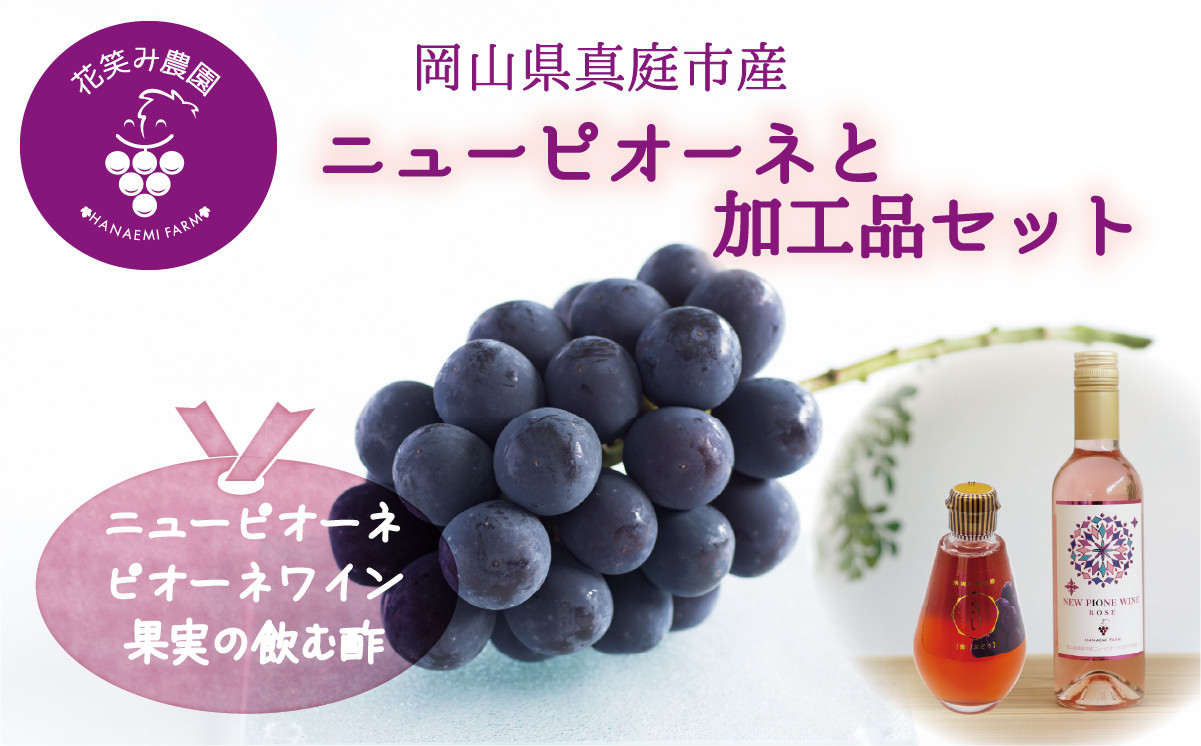 花笑み農園　岡山の『ピオーネ&ピオーネワイン&飲む酢』【hana073-01】