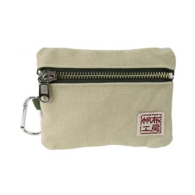 ふるさと納税 加東市 帆布工房　ティッシュ入れ付きポーチ(ベージュ)　約10×13cm