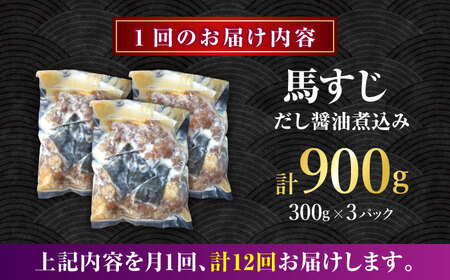 【全12回定期便】やきにく なか園特製！馬すじだし醤油煮込み 約900g（約300g×3pc） 【有限会社 スイートサプライなかぞの】[ZBV092]