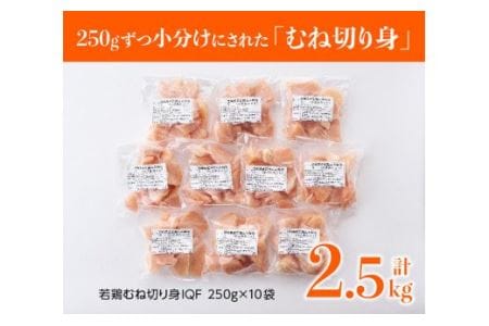 【定期便】宮崎県産 鶏肉 むね肉 切身 2.5kg(250g×10袋) 3ヶ月定期便 【国産鶏肉 九州産鶏肉 鶏肉 若鶏 肉 とり ムネ肉 小分け鶏肉 カット済み鶏肉 全3回鶏肉】