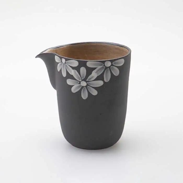 【波佐見焼】まろやかシリーズ 黒一珍 花絵 酒器 5点セット 食器 皿 【國右エ門窯】 [VB12]  父の日 波佐見焼
