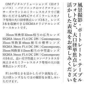 【マイクロフォーサーズ用】SIGMA APS-Cサイズ用 単焦点レンズ3本セット