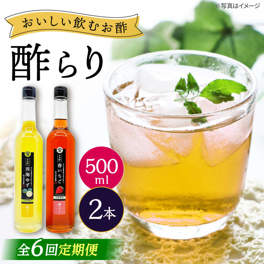 【ふるさと納税】【6回定期便】 【飲む玄米酢】酢らり 大瓶2本セット（西海ゆず・いちご）＜川添酢造＞[CDN138]