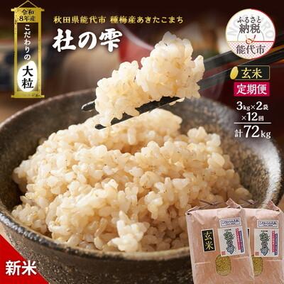 ふるさと納税 能代市 新米 令和8年産 定期便 玄米 秋田県産 あきたこまち 6kg 全12回[No.5409-0048]